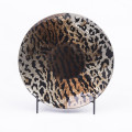 *%37CZR GLASS ART leopard plate roundD32