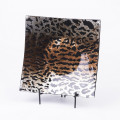 *%37CZR GLASS ART leopard plate rect L31