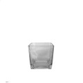 89JSK GLASS vase cube clear H10