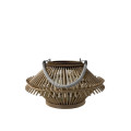 93QYK GLASS vase lantern bulb reed H16.5