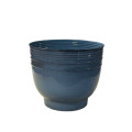 38SHE METAL ribbed pot blue D36 H31