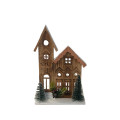 41HCE WOOD church 2 trees+ plant H36 LED
