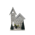 41HCE WOOD church 2 trees+ plant H36 LED