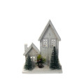 41HCE WOOD 2houses 2 trees white H27 LED