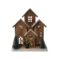 41HCE WOOD 4houses brown 2 trees H34 LED