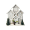 41HCE WOOD 4houses white 2 trees H34 LED