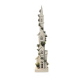 41HCE WOOD church white +plants H91 LED