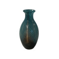 62DPE GLASS vase peacock blue D16 H32