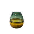 62DPE GLASS vase green/yellow D20 H21.5