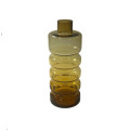 62DPE GLASS vase yellow big stripes H36