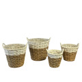 32YSN REED basket top white round set/4