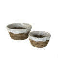 32YSN REED basket round top white set/2