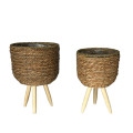36LDN REED basket on foot natural set/2