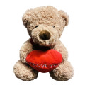 41RZN PLUCHE brown bear w/red heart 30cm