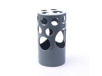 %68CFB CERAMIC HOLES vase cyl. grey H28
