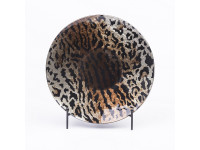 *%37CZR GLASS ART leopard plate roundD32