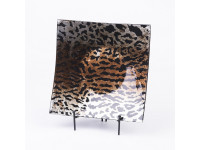 *%37CZR GLASS ART leopard plate rect L31
