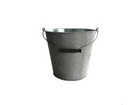 37SQK ZINC bucket grey leaves H25 D27