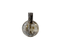42BTK GLASS vase flecked black/white H24