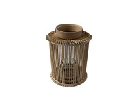 93QYK GLASS vase lantern reed H32