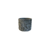 32CHE CEMENT pot striped circles H10.5
