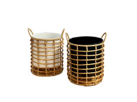 35LDE REED & ZINC pot w.squares2ass H28