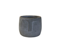 37SDE CEMENT pot face grey H15,5