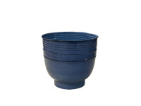 38SHE METAL ribbed pot blue D31 H28