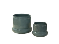 38SHE METAL fat base pot blue set/2 L+S