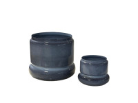 38SHE METAL fat base pot d.blue set/2L+S