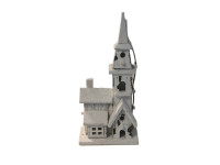 41HCE WOOD church white 3 houses H40 LED