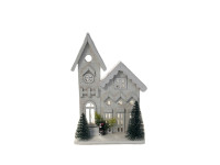 41HCE WOOD church 2 trees+ plant H36 LED