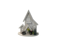 41HCE WOOD houses white round H27 LED