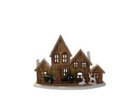 41HCE WOOD 4houses brown round H37 LED