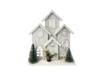 41HCE WOOD 4houses white 2 trees H34 LED
