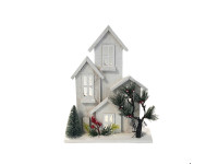 41HCE WOOD 4houses white+big tree H41 LD