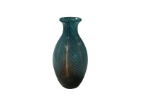 62DPE GLASS vase peacock blue D16 H32