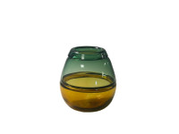 62DPE GLASS vase green/yellow D20 H21.5