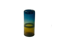 62DPE GLASS vase blue/yellow D13.5 H32