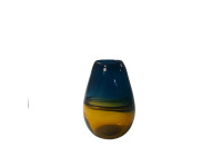 62DPE GLASS vase blue/yellow H30.5