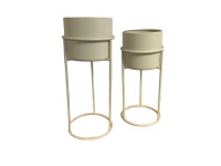 34SNN METAL pot on foot creme set/2