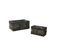 31AHN WOOD tray rectangual set/2 dark