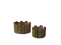 31AHN WOOD tray stripes round set/2