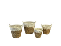 32YSN REED basket top white round set/4
