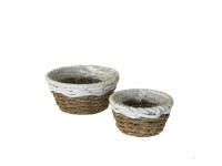 32YSN REED basket round top white set/2