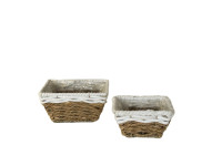 32YSN REED basket square top white set/2