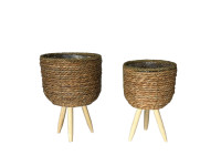 36LDN REED basket on foot natural set/2