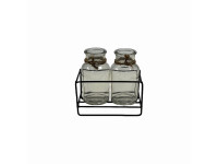 35SQN ZINC 2 glasses in holder black L15