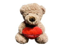41RZN PLUCHE brown bear w/red heart 30cm